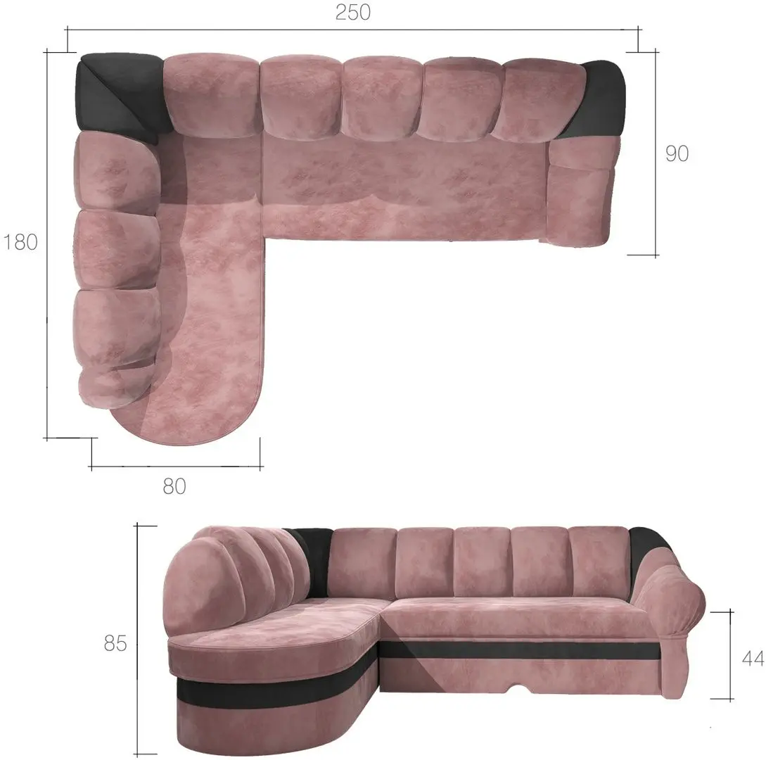 Диван угловой Eltap Benano Sawana 14/Soft 17 Left (Black/White)