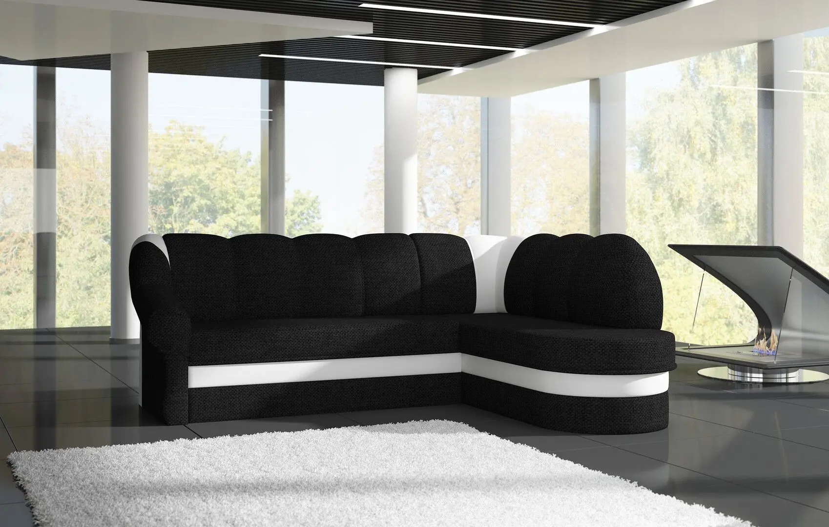 Диван угловой Eltap Benano Sawana 14/Soft 17 Right (Black/White)