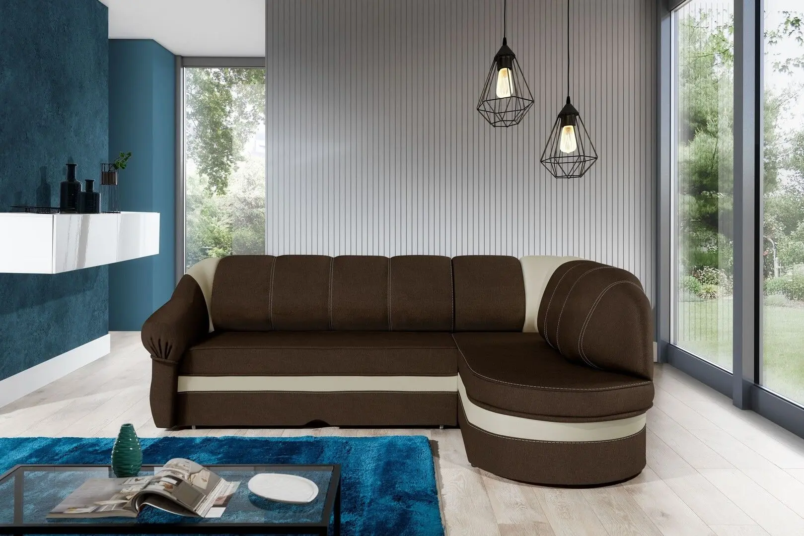 Диван угловой Eltap Benano Sawana 16/Soft 33 Left (Brown/Cream)