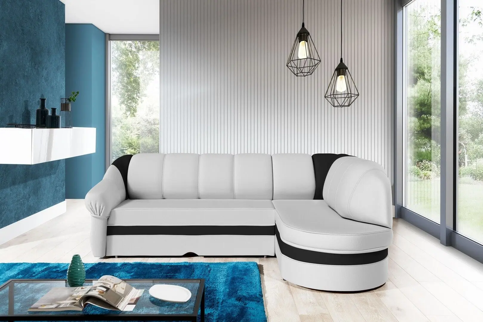 Диван угловой Eltap Benano Soft 17/Soft 11 Right (White/Black)