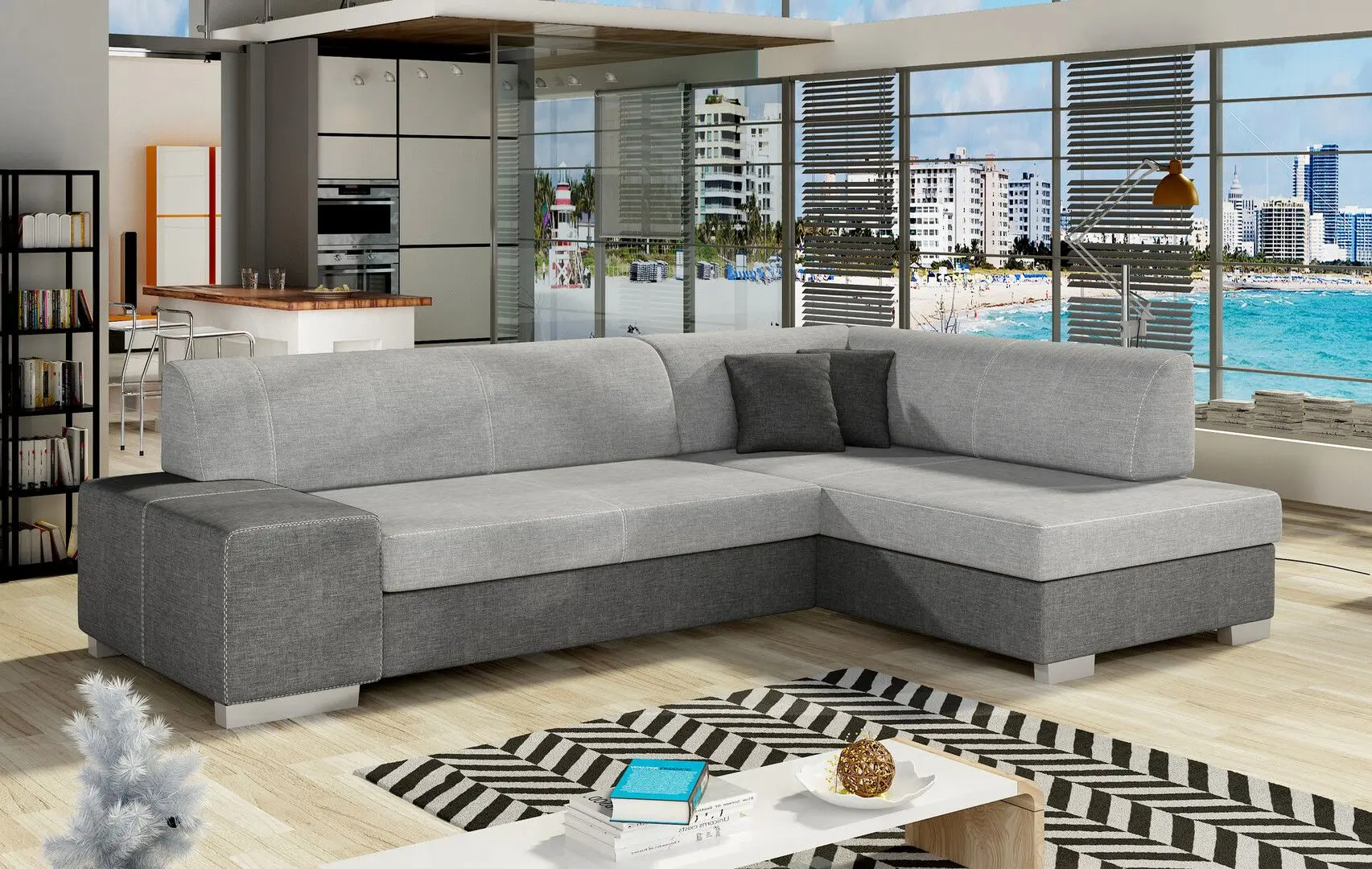 Диван угловой Eltap Fabio Sawana 21/Sawana 05 Left (Gray/Gray Dark)