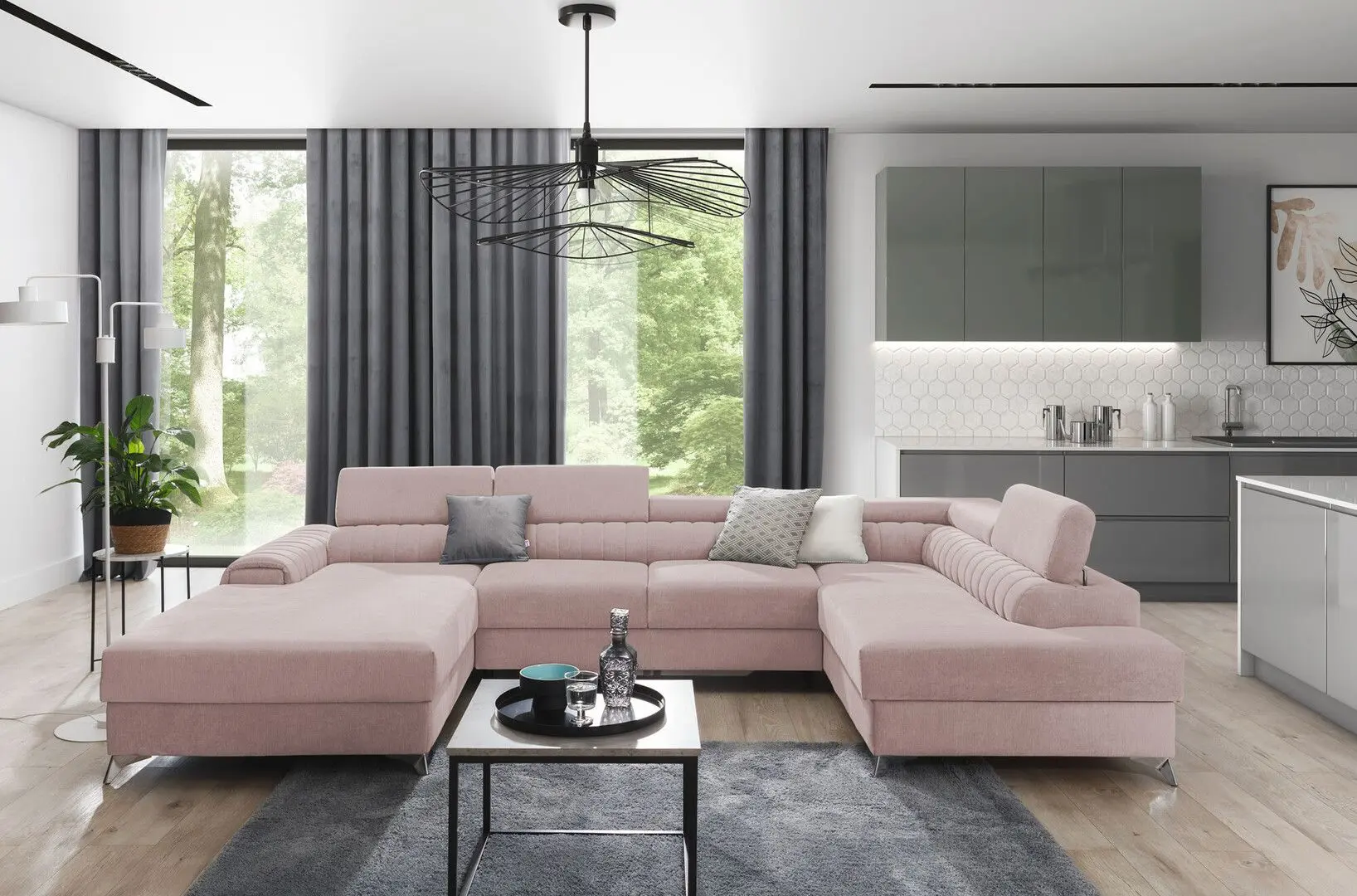 Canapea in forma de U Eltap Lacante Gojo 101 Left (Powdery Pink)