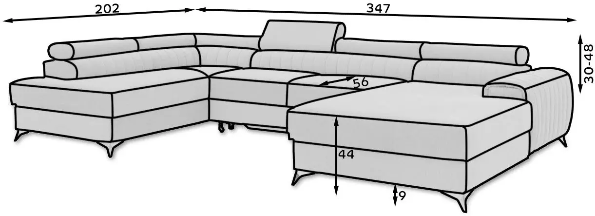 Canapea in forma de U Eltap Lacante Sola 6 Right (Gray)