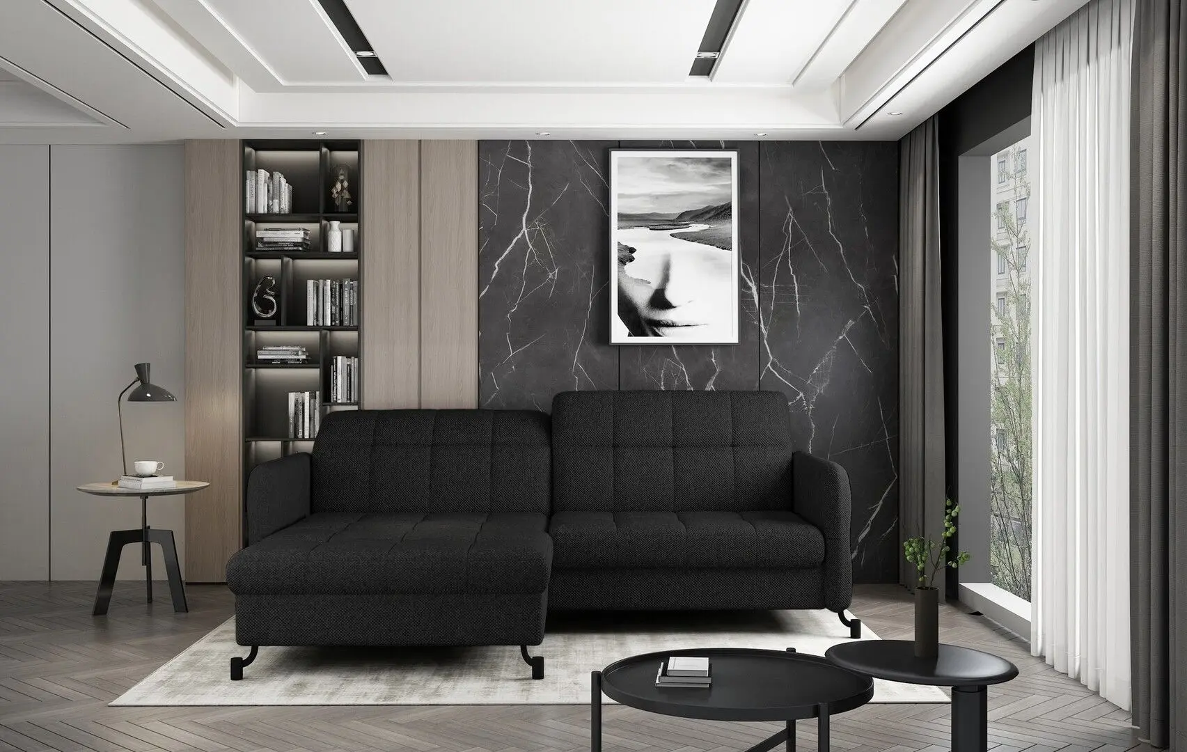 Canapea de colt Eltap Lorelle Inari 100 Right (Black) - 2