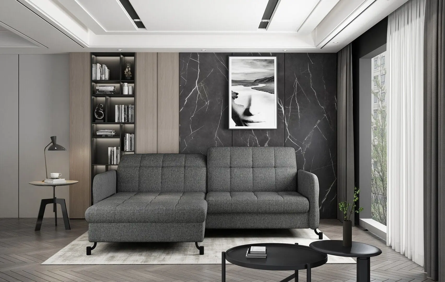 Canapea de colt Eltap Lorelle Inari 96 Right (Gray Dark)