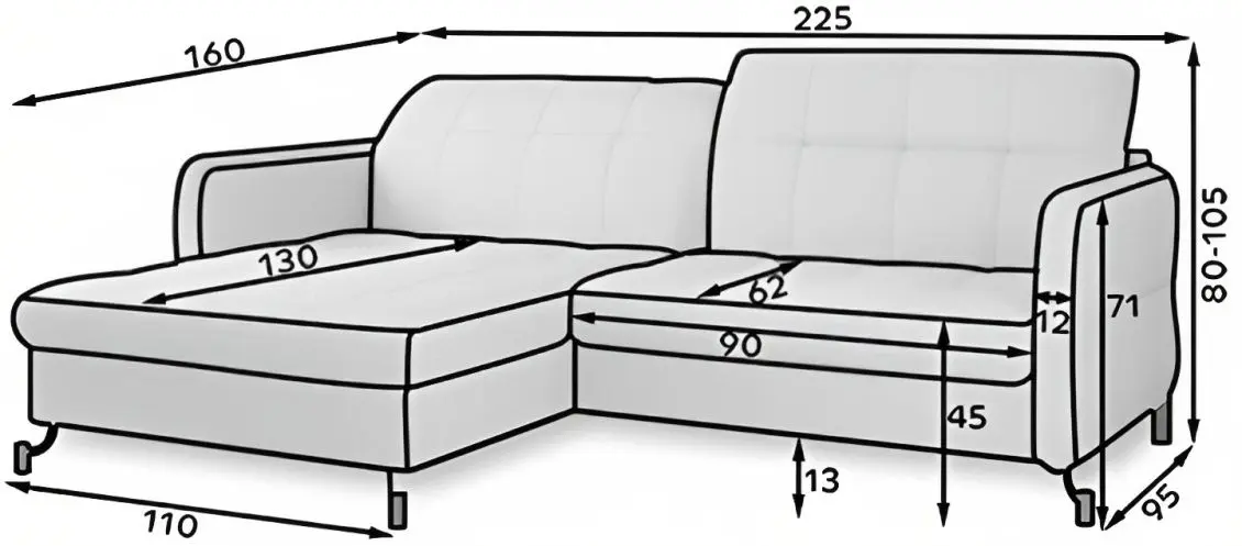 Canapea de colt Eltap Lorelle Left Riviera 59 (Burgundy)