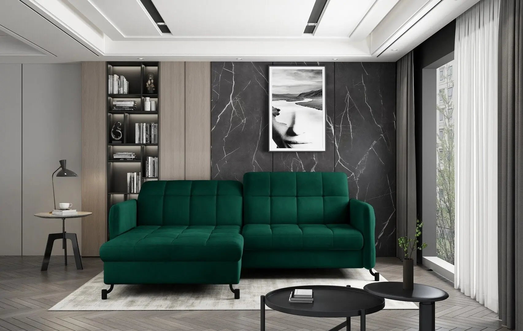 Canapea de colt Eltap Lorelle Monolith 37 Right (Emerald)