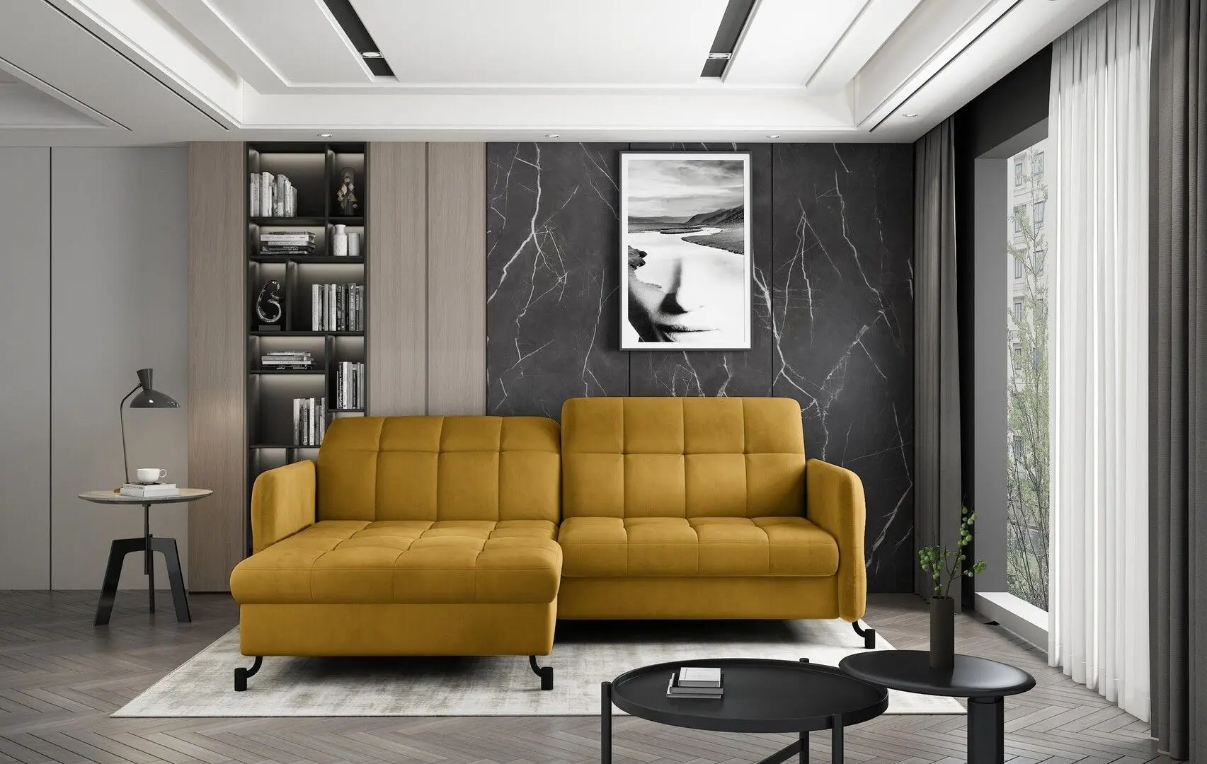 Canapea de colt Eltap Lorelle Monolith 48 Right (Mustard)