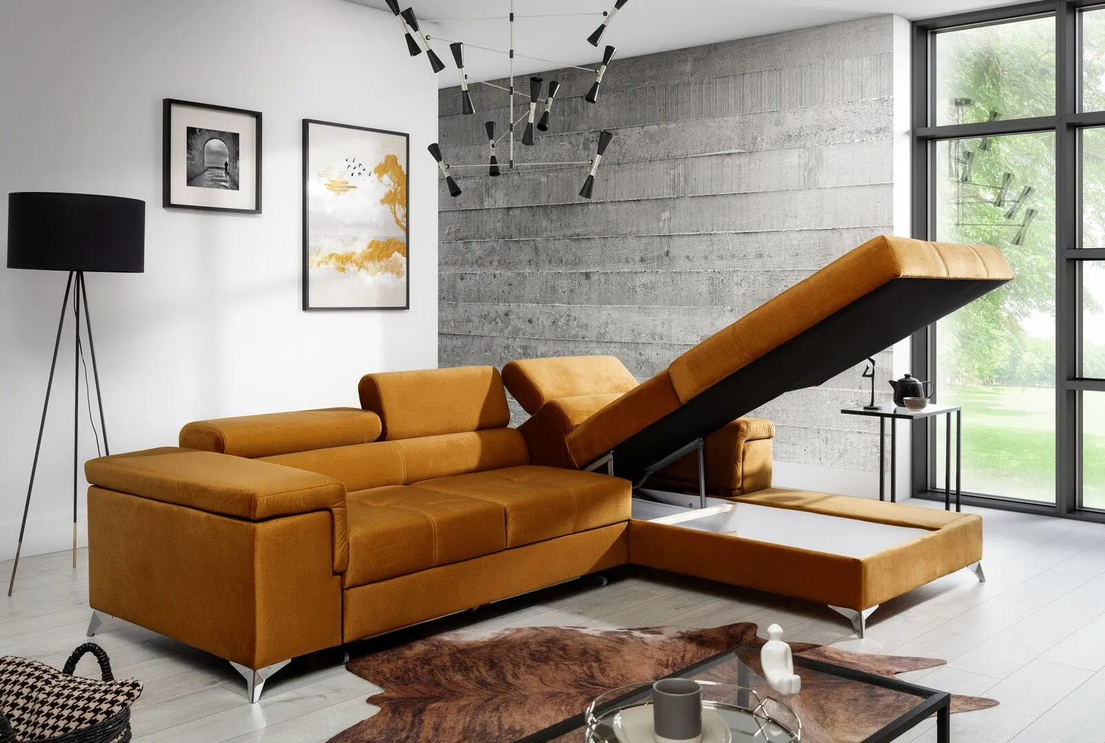 Canapea de colt Eltap Ricardo Monolith 48 Left (Mustard)