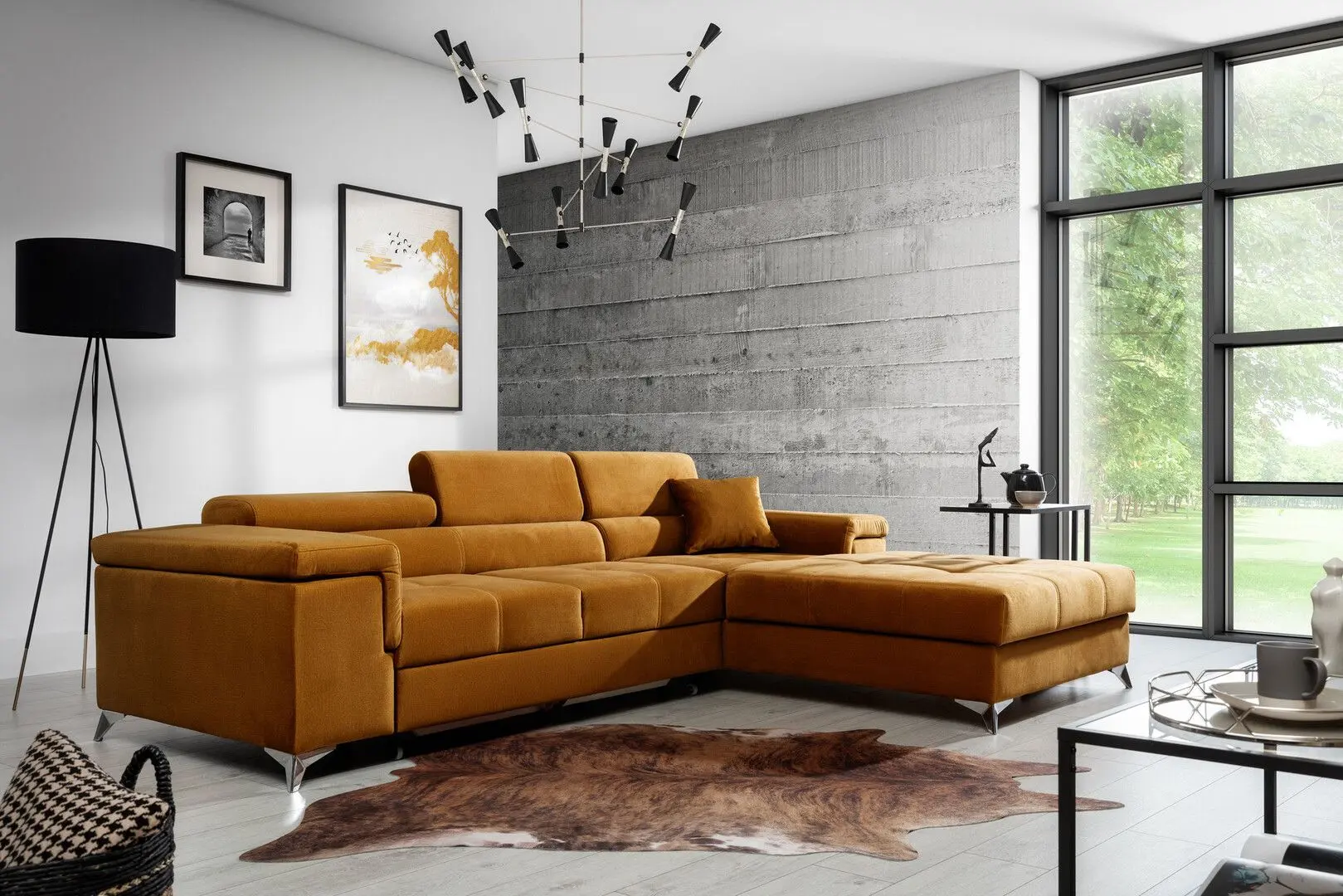 Canapea de colt Eltap Ricardo Monolith 48 Right (Mustard)