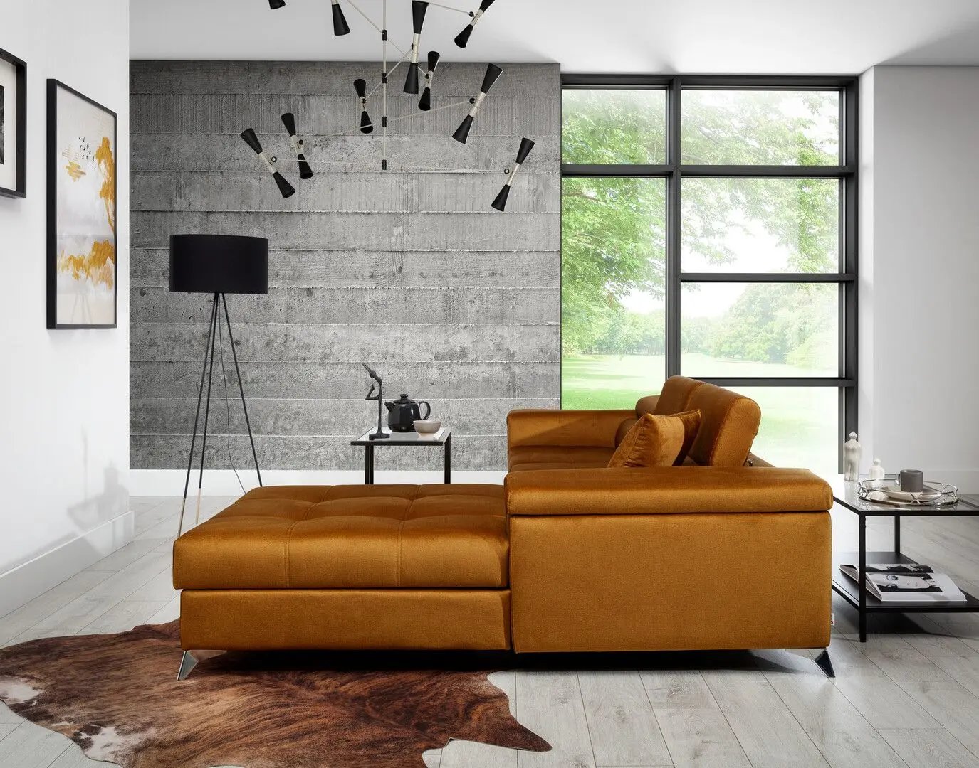 Canapea de colt Eltap Ricardo Monolith 48 Right (Mustard)