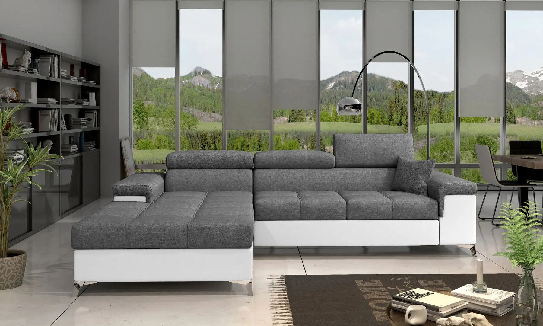 Диван угловой Eltap Ricardo Sawana 05/Soft 17 Left (Gray Dark/White)