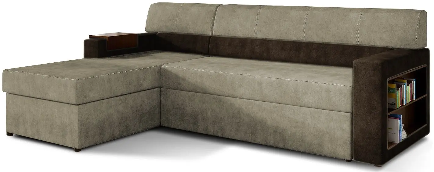 Canapea de colt Eltap Rico Dora 22/Dora 28 Left (Beige-Gray/Dark Brown)