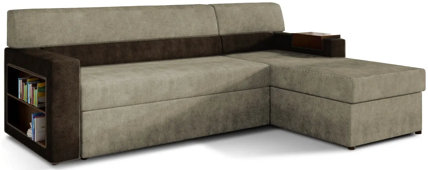 Canapea de colt Eltap Rico Dora 22/Dora 28 Right (Beige-Gray/Dark Brown)