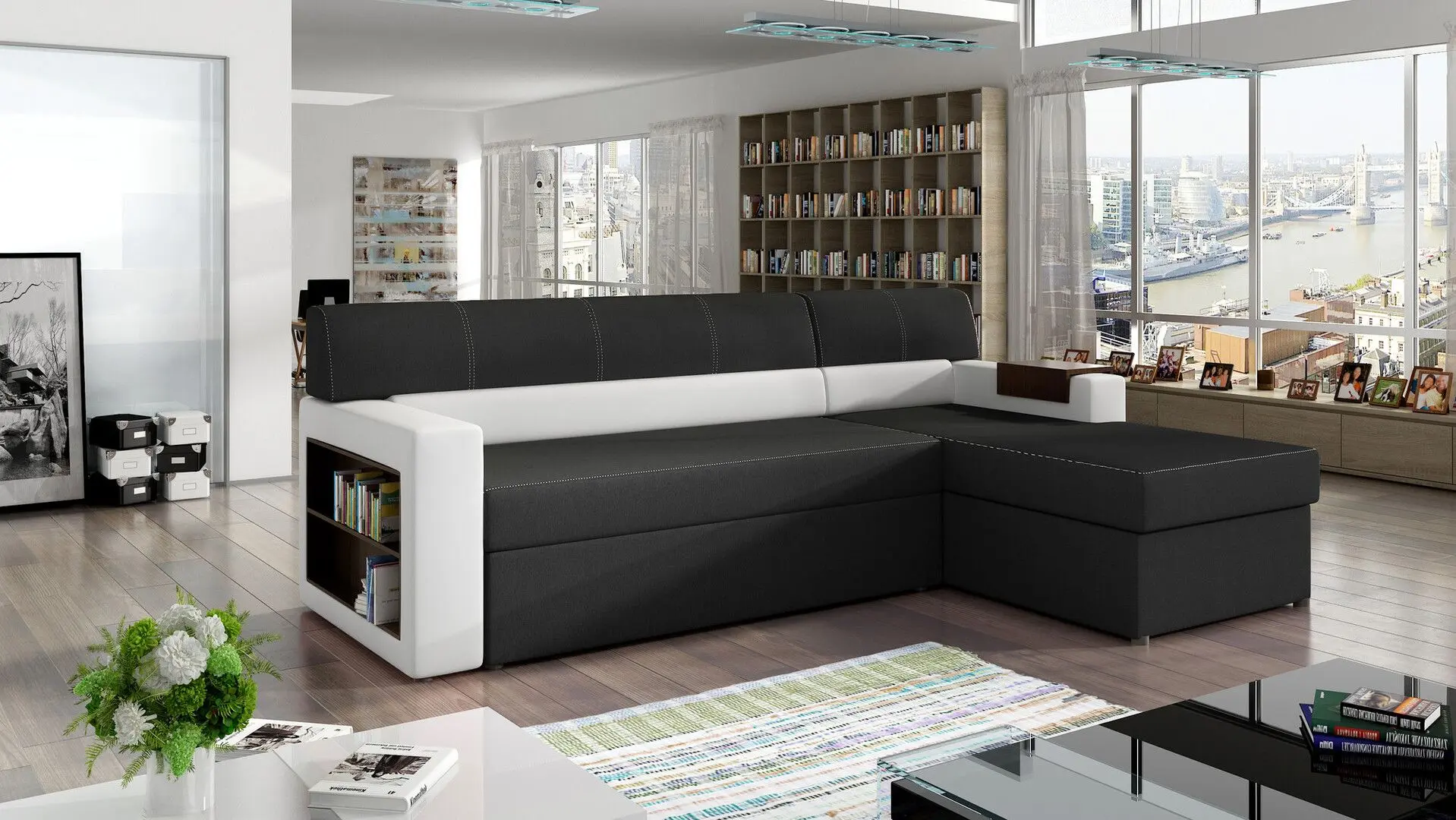 Диван угловой Eltap Rico Sawana 14/Soft 17 Left (Black/White)