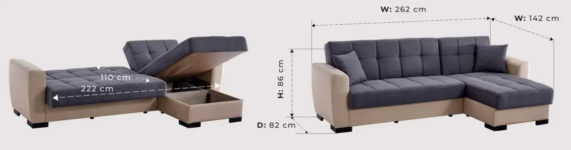 Canapea de colt Fabulous Dynamic 58-002 (Dark Gray/Beige)