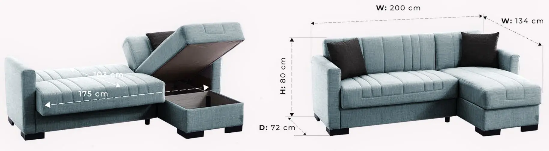 Canapea de colt Fabulous Oasis 51-100 (Gray-Blue)