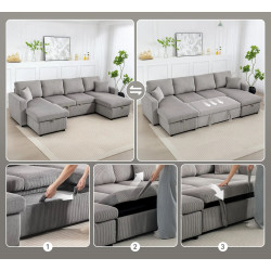 Диван раскладной Homcom 83B-573V01LG (Light Grey) Thumb