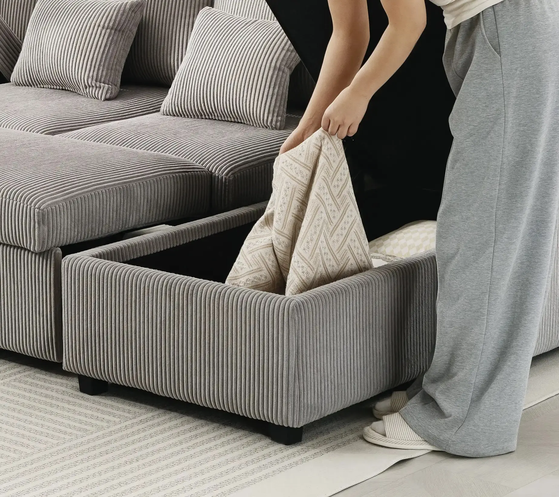 Диван раскладной Homcom 83B-573V01LG (Light Grey) - 4
