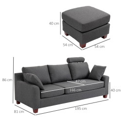 Угловой диван Homcom 833-288 (Dark Grey) Thumb