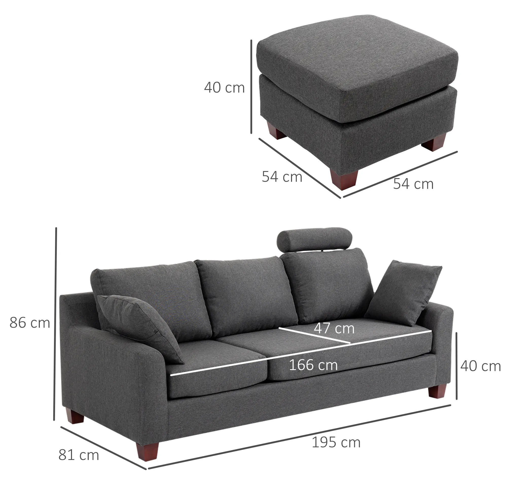 Угловой диван Homcom 833-288 (Dark Grey) - 3