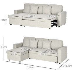 Угловой диван Homcom 839-468V81CW (Cream White) Thumb