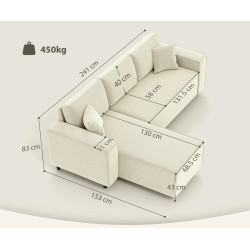 Угловой диван Homcom 83B-352V00CW (Cream White) Thumb