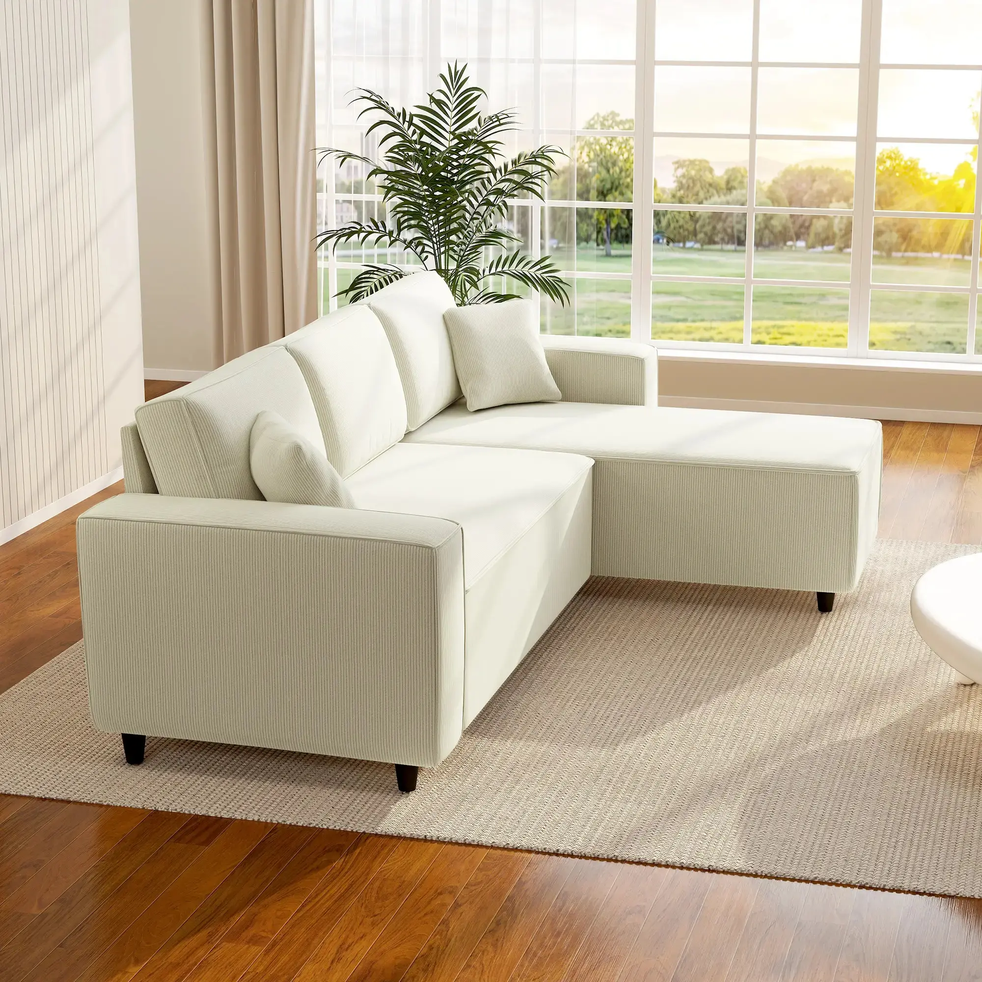 Угловой диван Homcom 83B-352V00CW (Cream White) - 6