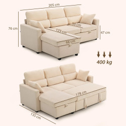Угловой диван Homcom 83B-565V00BG (Beige) Thumb