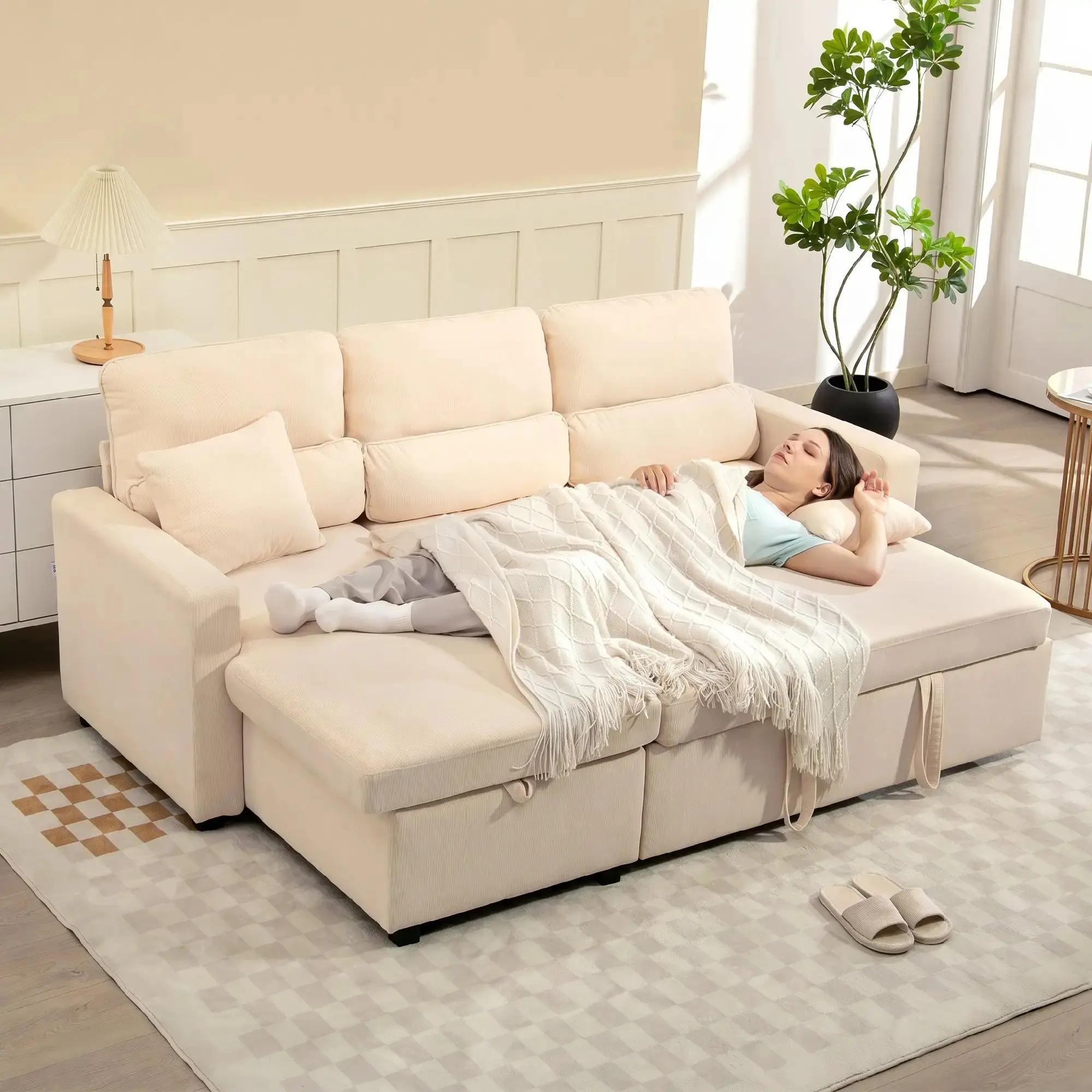 Угловой диван Homcom 83B-565V00BG (Beige) - 6