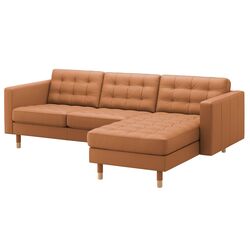 Canapea Ikea Landskrona 3-locuri/1 sezlong/Lemn (Grann/Bomstad Maro-auriu)