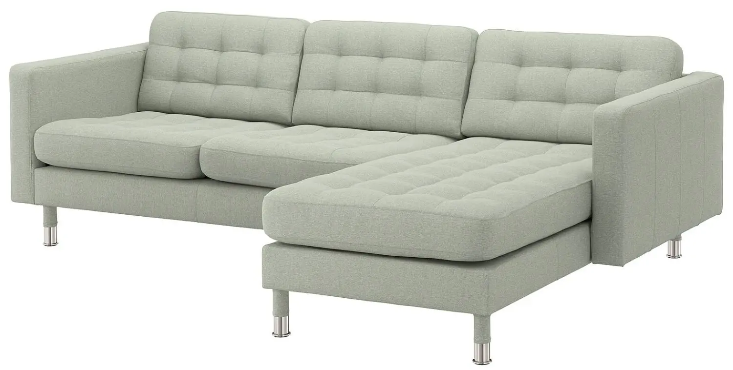 Диван Ikea Landskrona 3-местный/1 шезлонг/Металл (Гуннаред Светло-зеленый)