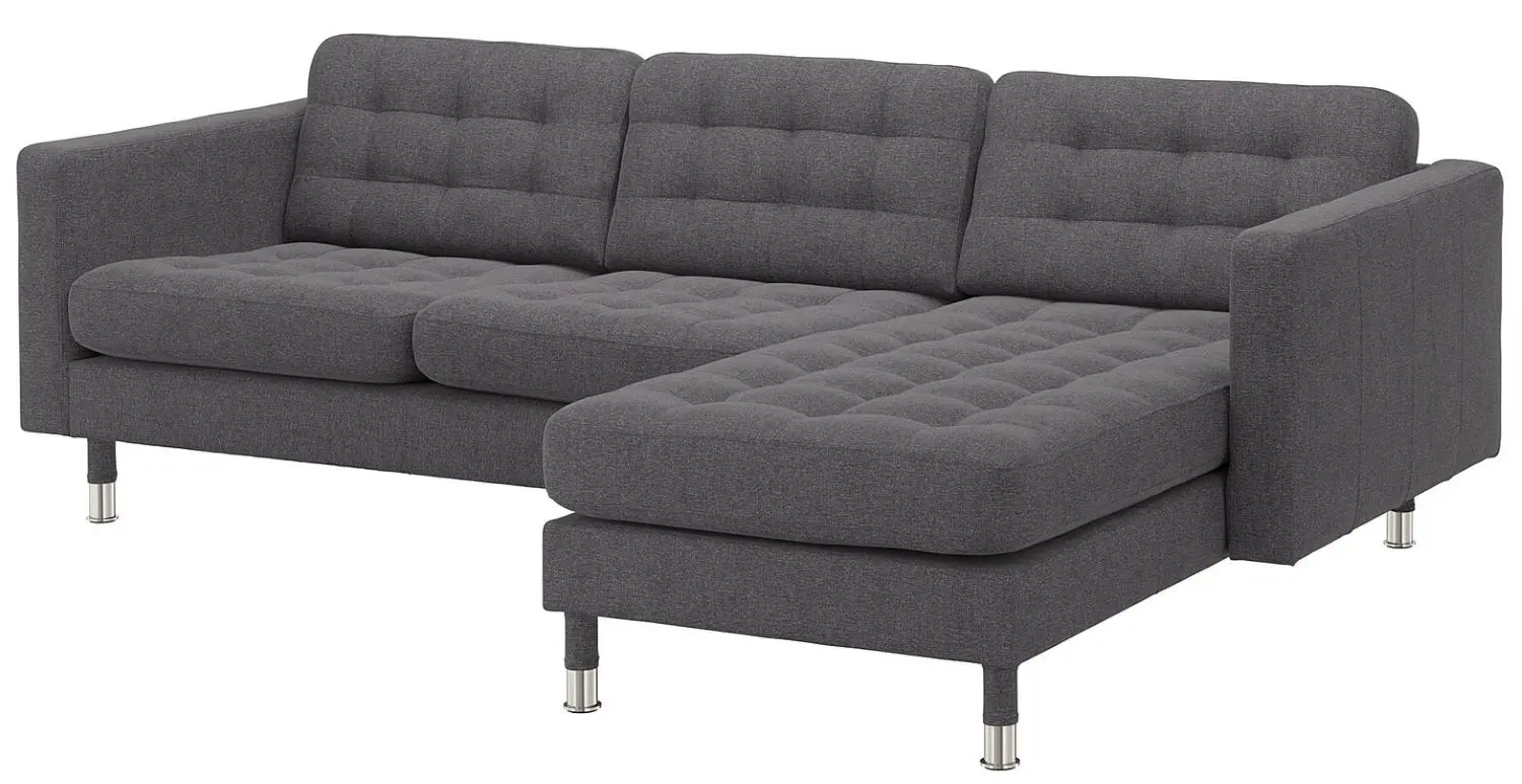Canapea Ikea Landskrona 3-locuri/1 sezlong/Metal (Gunnared Gri Inchis)