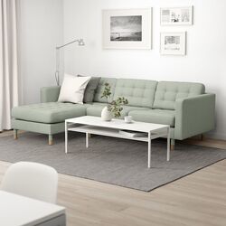 Canapea Ikea Landskrona 3 locuri cu sezlong (Gunnared Verde deschis/Lemn) Thumb