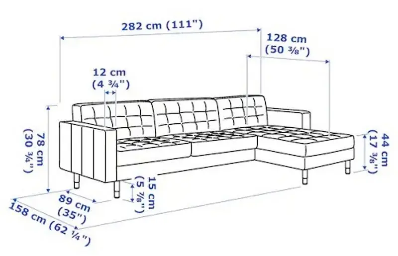 Canapea Ikea Landskrona 4-locuri/1 sezlong/Lemn (Gunnared Verde Deschis)