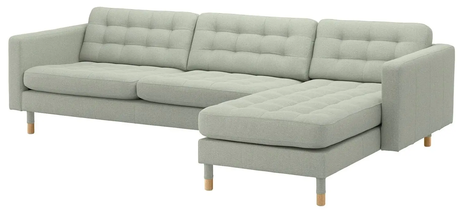 Canapea Ikea Landskrona 4-locuri/1 sezlong/Lemn (Gunnared Verde Deschis)
