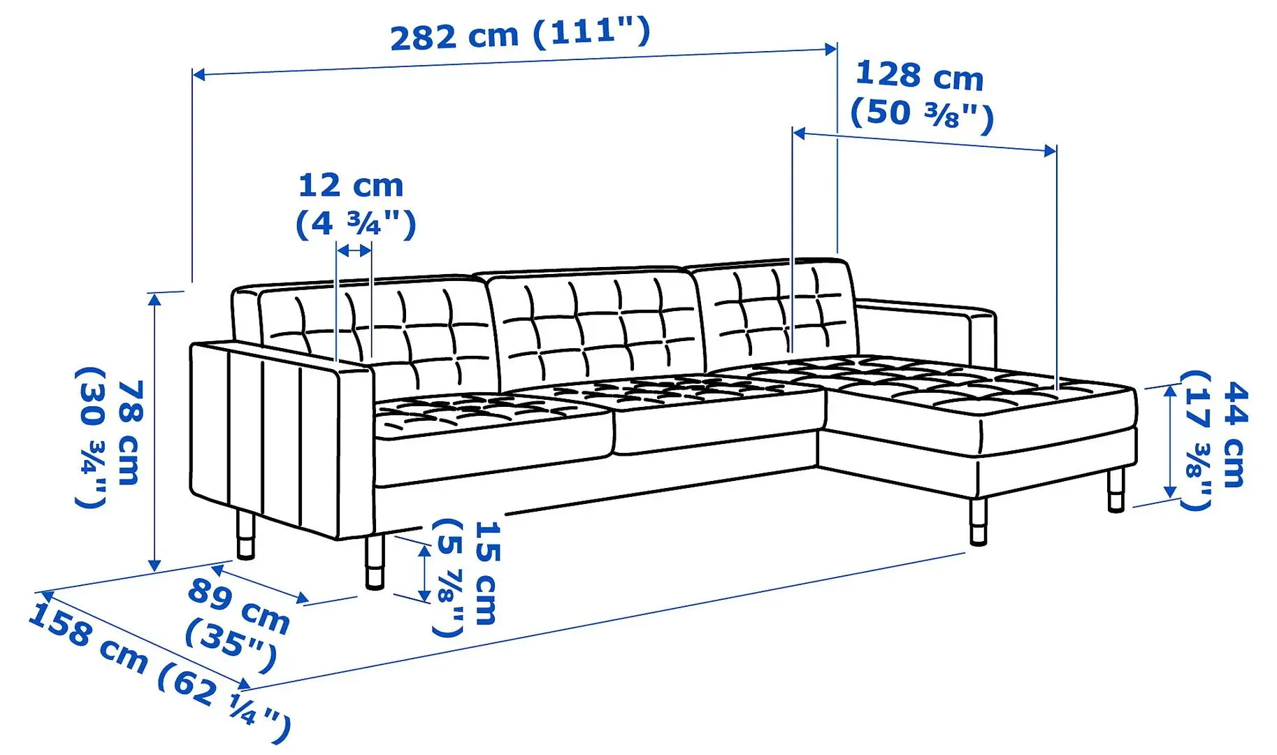 Canapea Ikea Landskrona 4-locuri/1 sezlong/Metal (Gunnared Verde Deschis)