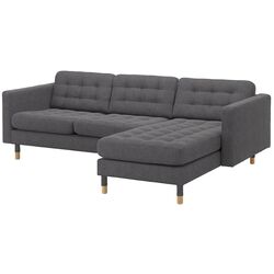 Canapea Ikea Landskrona 3 locuri cu sezlong (Gunnared Gri inchis/Metal)