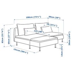 Диван Ikea Soderhamn 2-местный с шезлонгом (Тонеруд Серый) Thumb