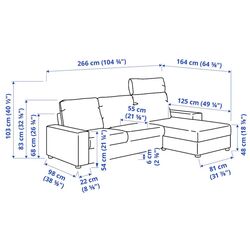 Canapea de colt Ikea Vimle 3-locuri/tetiera/sezlong/brate late (Gunnared Bej) Thumb