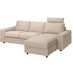 Диван угловой Ikea Vimle 3-местный/подголовник/шезлонг/широкие подлокотники (Халларп Бежевый)