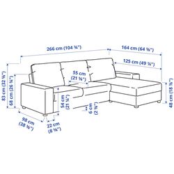 Диван угловой Ikea Vimle 3-местный/подголовник/шезлонг/широкие подлокотники (Халларп Бежевый) Thumb