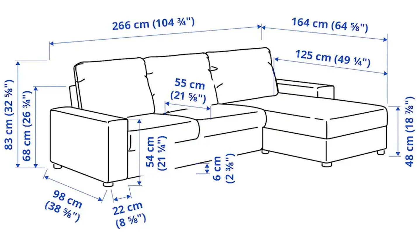 Диван угловой Ikea Vimle 3-местный/подголовник/шезлонг/широкие подлокотники (Халларп Бежевый)