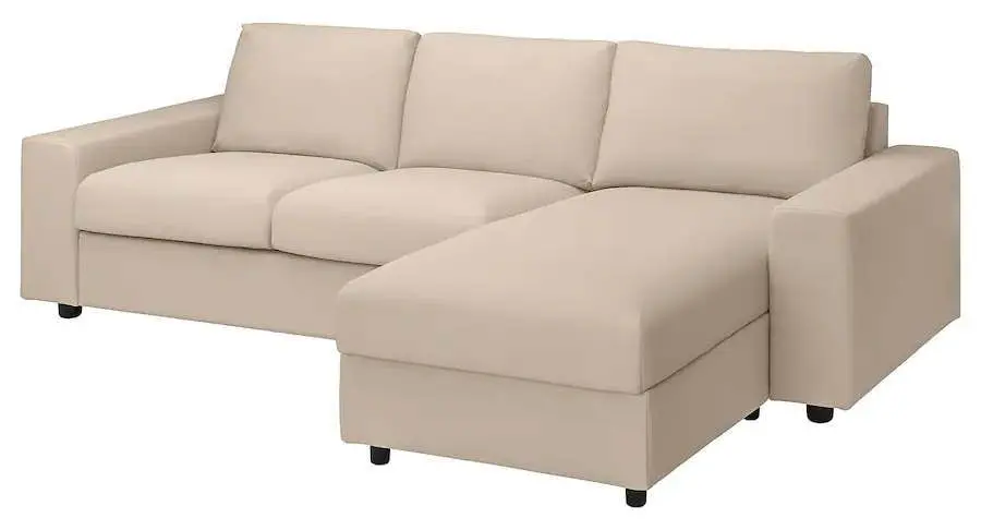 Диван угловой Ikea Vimle 3-местный/шезлонг/широкие подлокотники (Халларп Бежевый)
