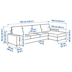 Canapea colt Ikea Vimle 4-locuri/sezlong (Gunnared Gri Mediu) Thumb