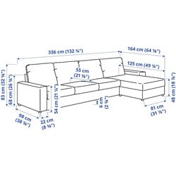 Диван Ikea Vimle 4-местный/шезлонг/широкие подлокотники (Халларп Бежевый) Thumb