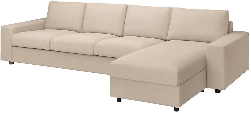 Диван Ikea Vimle 4-местный/шезлонг/широкие подлокотники (Халларп Бежевый)