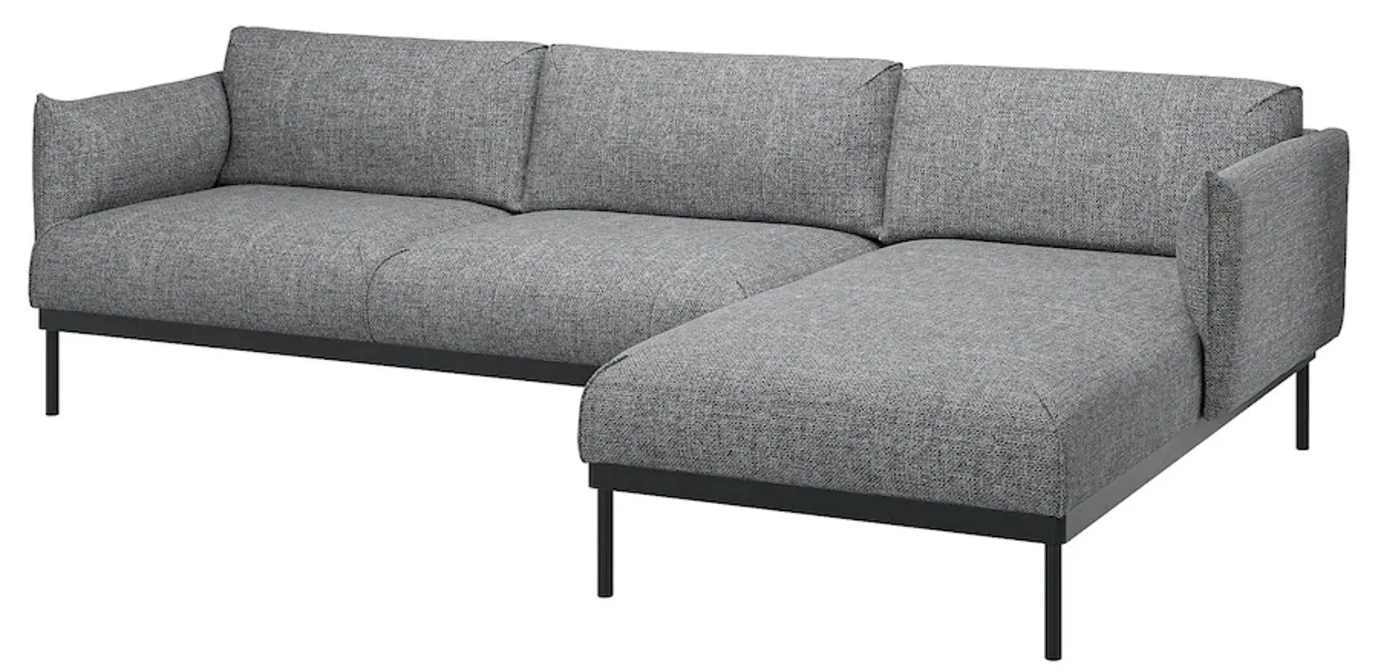 Canapea de colt Ikea Applaryd 3-locuri/sezlong (Lejde Gri/Negru)
