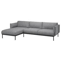 Canapea de colt Ikea Applaryd 3-locuri/sezlong (Lejde Gri/Negru)