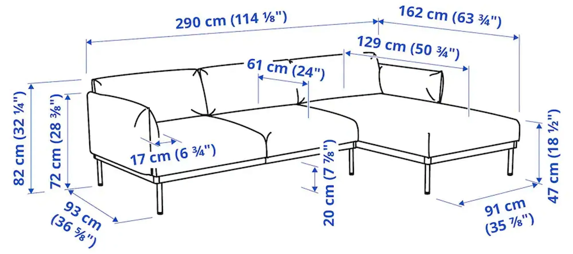 Canapea de colt Ikea Applaryd 3-locuri/sezlong (Lejde Gri/Negru)